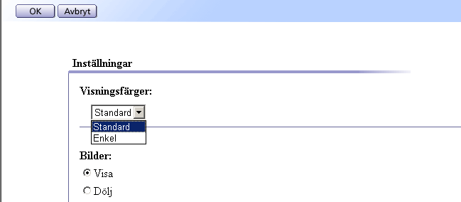 Skärmen inställningar