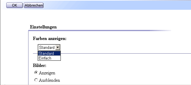 Einstellungsbildschirm
