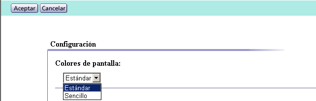 Pantalla de configuración