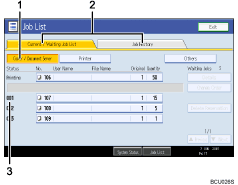 Operation panel screen illustration numbered callout illustration