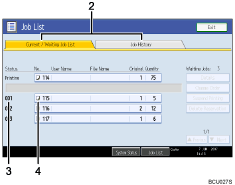 Operation panel screen illustration numbered callout illustration