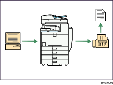 Illustration of paperless fax transmission