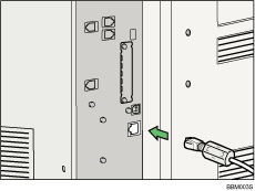 Illustration of connecting the Ethernet interface cable