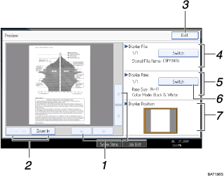 Operation panel screen illustration numbered callout illustration