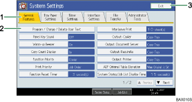 operation panel screen numbered callout illustration