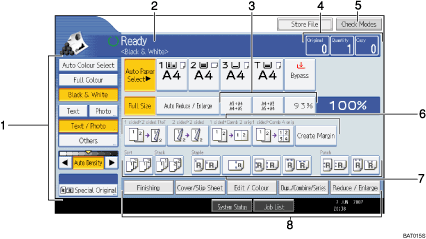 Operation panel screen illustration numbered callout illustration
