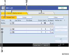 Operation panel screen illustration numbered callout illustration