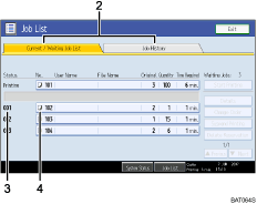 Operation panel screen illustration numbered callout illustration