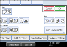 Operation panel screen illustration