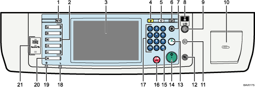 Control panel illustration numbered callout illustration