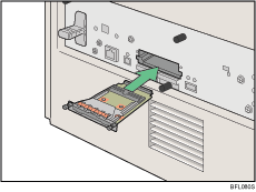 Ilustrace zadní části tiskárny.