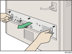 Ilustrace zadní části tiskárny.