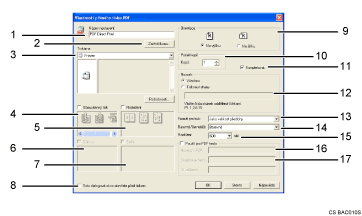 Ilustrace obrazovky aplikace s číselnými popisky