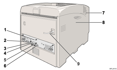 Lado posterior de la ilustración de la impresora