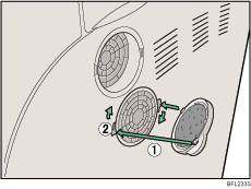 Ilustración de la tapa del filtro de protección contra el polvo