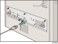 Ilustración de la parte trasera de la impresora