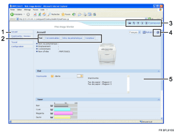 Illustration avec l&eacute;gende num&eacute;rot&eacute;e de l'&eacute;cran du navigateur Web