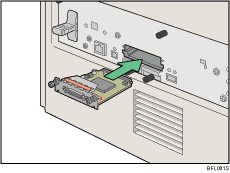 Illustrazione del lato posteriore della stampante