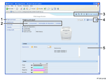 Ilustra&ccedil;&atilde;o com numera&ccedil;&atilde;o do ecr&atilde; de Web browser