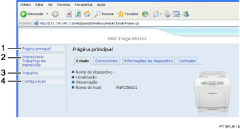 Ilustra&ccedil;&atilde;o com numera&ccedil;&atilde;o do ecr&atilde; de Web browser