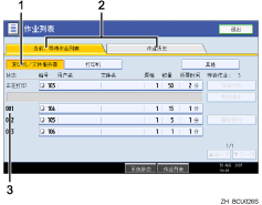 操作面板屏幕插图（带各部分编号的插图）