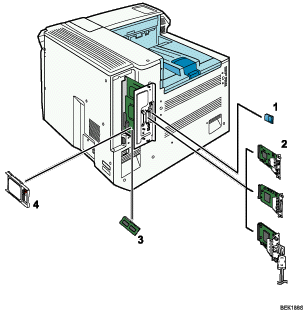 Bild av interna tillval (numrerade detaljer)