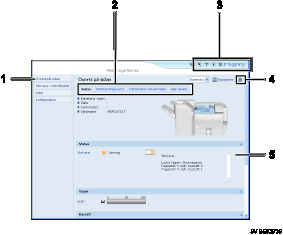 Illustration över webbläsarens skärm (numrerade detaljer)