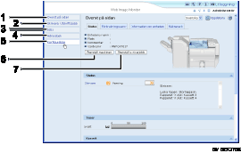 Illustration över webbläsarens skärm (numrerade detaljer)