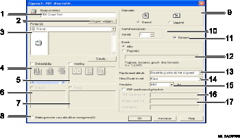 Afbeelding met verwijzingscijfers stuurprogrammascherm