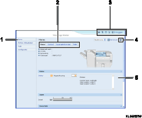 Afbeelding van webbrowserscherm met genummerde bijschriften