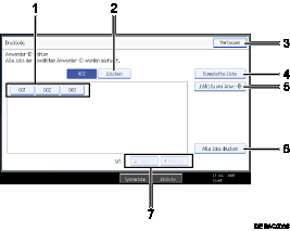Die Abbildung zeigt die Bedienfeldanzeige anhand durchnummerierter Illustration.
