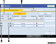 Die Abbildung zeigt die Bedienfeldanzeige anhand durchnummerierter Illustration.