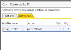 Ilustración de la pantalla del panel de operaciones