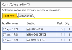 Ilustración de la pantalla del panel de operaciones