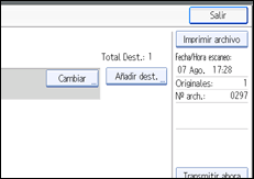 Ilustración de la pantalla del panel de operaciones