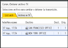 Ilustración de la pantalla del panel de operaciones