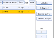Ilustración de la pantalla del panel de operaciones