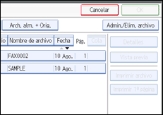 Ilustración de la pantalla del panel de operaciones