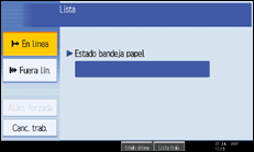 Ilustración de la pantalla del panel de operaciones