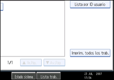 Ilustración de la pantalla del panel de operaciones