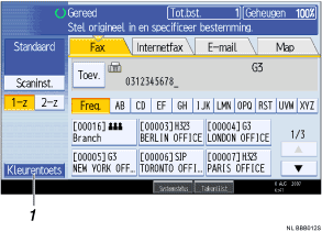 Illustratie van scherm bedieningspaneel met genummerde bijschriften