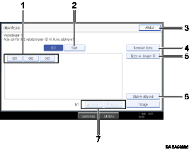 Illustration af betjeningspanelsk&aelig;rmbillede, nummereret henvisningsillustration