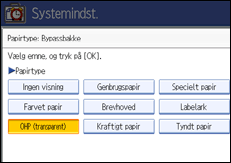 Illustration af betjeningspanelskærmbillede