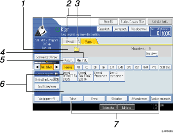 Illustration af skærm på kontrolpanel med billedforklaringer