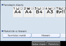 A kezelőpanel képernyőjének bemutatása