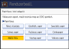 A kezel�panel k&eacute;perny�j&eacute;nek bemutat&aacute;sa