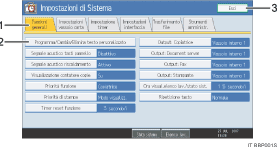 illustrazione della schermata del pannello di comando (illustrazione numerata)