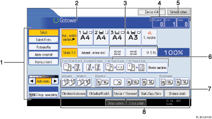 Ilustracja ekranu panela operacyjnego - wywo�ane funkcje z numeracj�