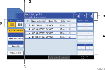 Ilustracja ekranu panela operacyjnego - wywo�ane funkcje z numeracj�