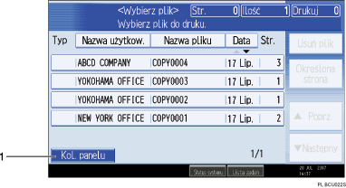 Ilustracja ekranu panela operacyjnego - wywo�ane funkcje z numeracj�